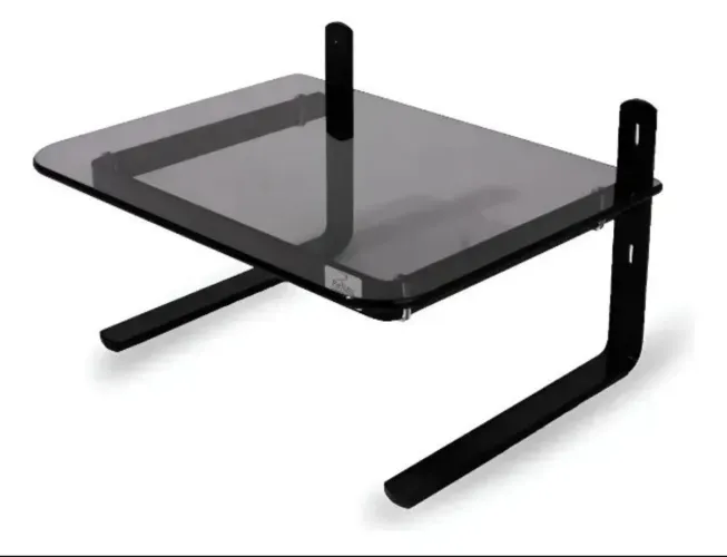 Suporte Monitor Office - Preto / Vidro Fumê Reliza