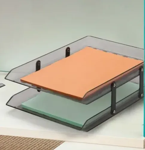 Organizador de Papel e Material de Escritório para Mesa Duplo - Fume - NOVO