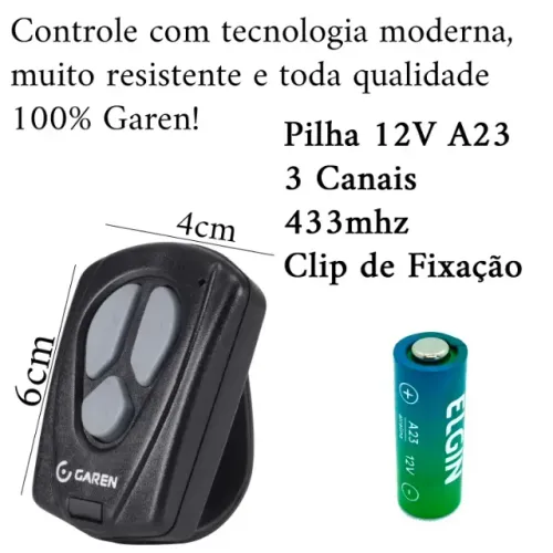 Controle Remoto Garen kdz 433,92mhz 03 tecla