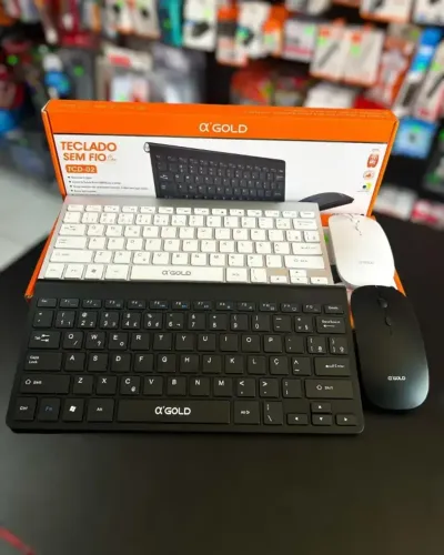 KIT TECLADO E MOUSE SEM FIO GOLD TCD-02 ?R$ 99,99