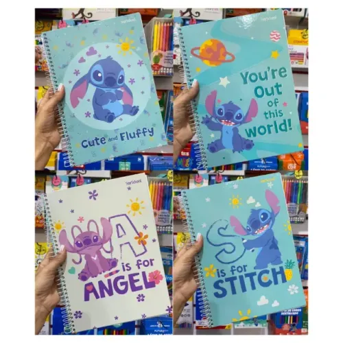 Kit 4 Caderno Espiral Grande Capa Dura Personagens 1 Matéria 80 Folhas Novo