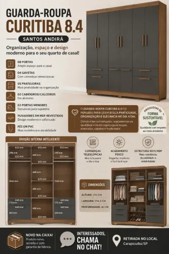 Guarda-Roupa Casal 8 Portas Novo Na Caixa
