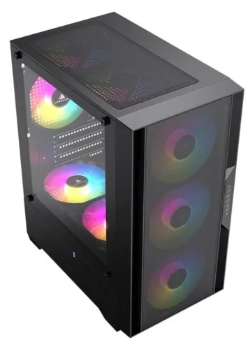 Gabinete Gamer Acegeek Stratus Mesh, Mid-Tower, Lateral de Vidro, Preto Sem Fan