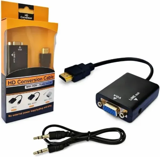 Adaptador HDMI para VGA com Áudio P2 1080p Conversor para PC, Notebook, Xbox, PS4, Monitor