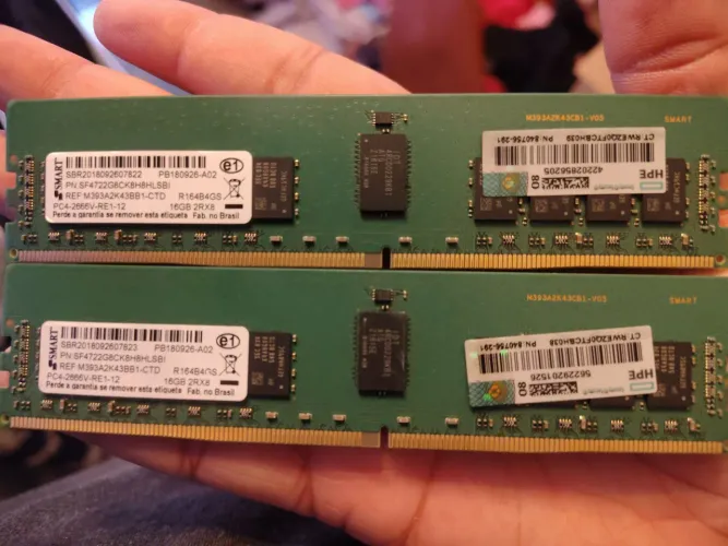 Kit 32GB Memória Servidor DDR4 ECC RDIMM 2666MHz (2x16GB) HPE/SMART