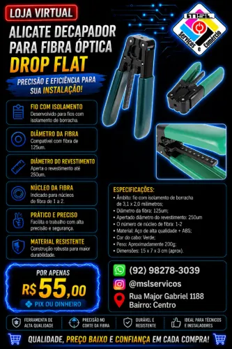 Alicate Decapador para Fibra Óptica Drop Flat - Precisão e Facilidade para FTTH!