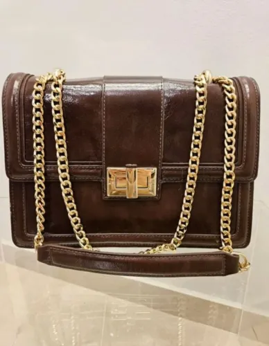 bolsa de ombro couro marrom cafe