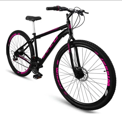 Bicicleta Ello Aro 29 Aço Carbono Freio Disco 21 Marchas Cor Preto/rosa