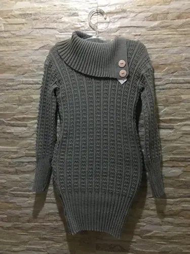 Vestido Cinza em Malha Tricô