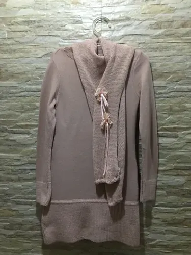 Vestido Rosa em Malha Tricô 