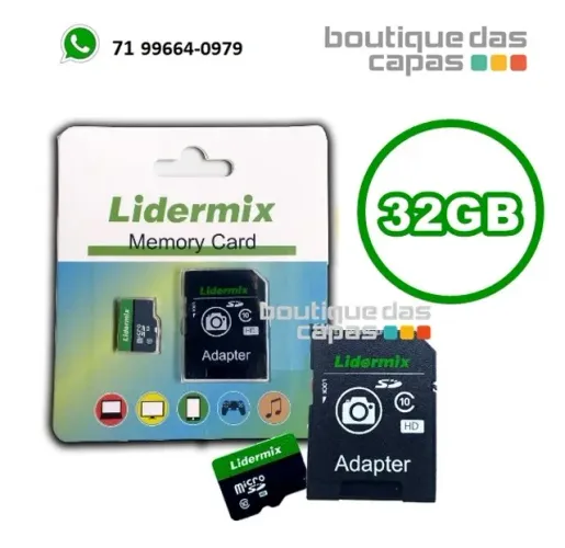 Cartão de memoria class 10 Micro SD + adaptador Lidermix 32GB celular samsung xiaomi