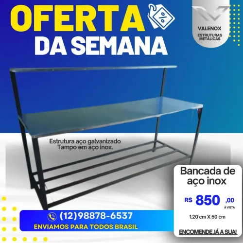Mesa de aço inox com prateleira Direto da fábrica