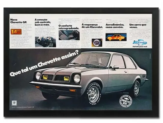 Chevette GP 1978 - Quadro / pôster decorativo com propaganda original de revista
