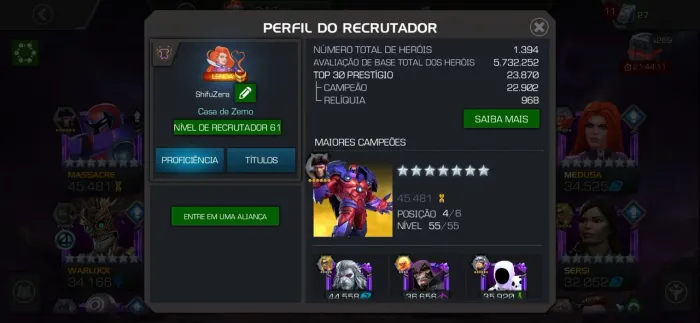 Conta Marvel Contest of Champions