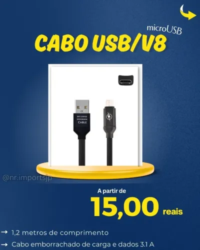 Cabo USB/microUSB (v8) 1,2 metros