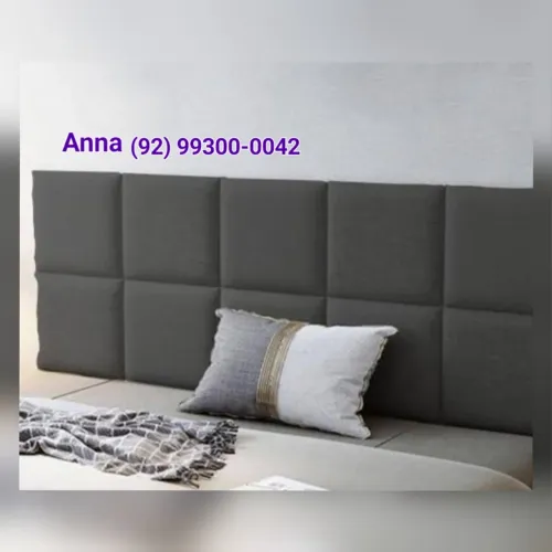 Cabeceira de Cama Estofada Cinza