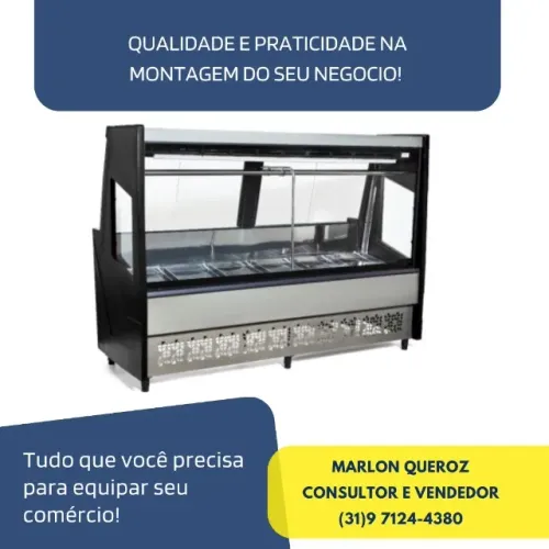 Balcão de Açougue 2M Preto Polar 220v com Tendal
