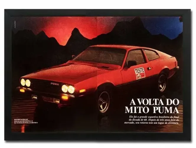 Puma GTB - Quadro decorativo com matéria original de revista