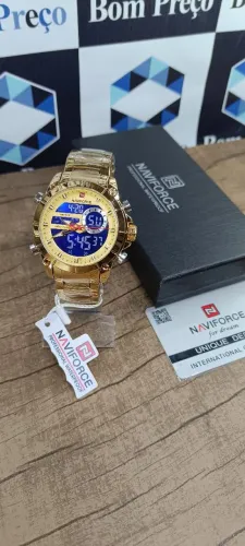 Relógio Naviforce Dourado 9163 Digital e Analógico