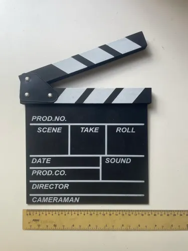 Claquete nova de madeira decoração de cinema