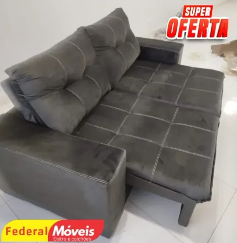 Sofá  2,00m Ret/Rec Veludo TEMOS CREDIÁRIO 
