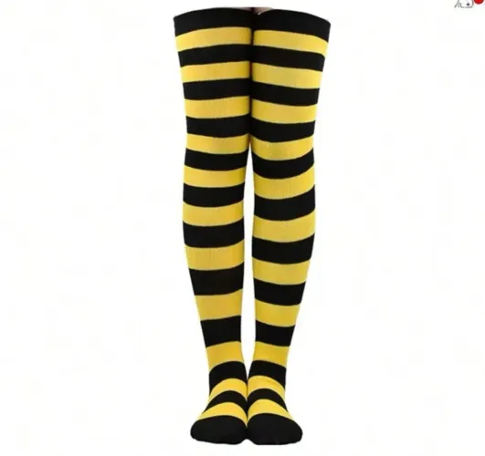 Meias Listradas Amarelo e Preto - Tamanho Único