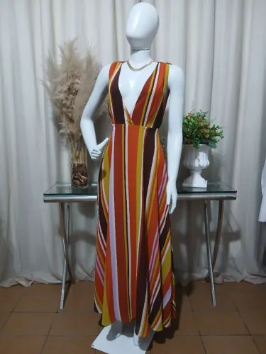 Vestido longo listrado de festa da FOREVER