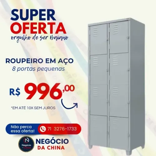 Roupeiro Locker em Aço 8 portas pequenas