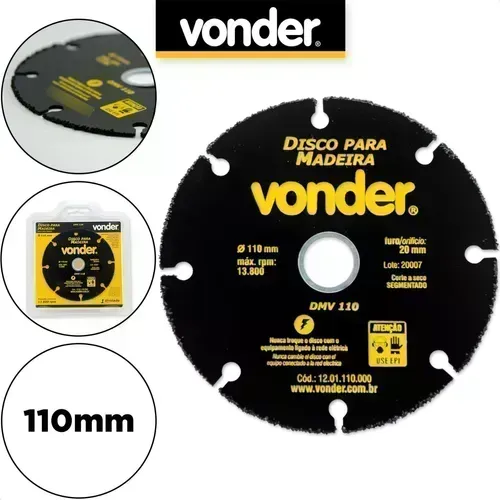 Disco de corte para madeira 110 mm DMV 110, Vonder