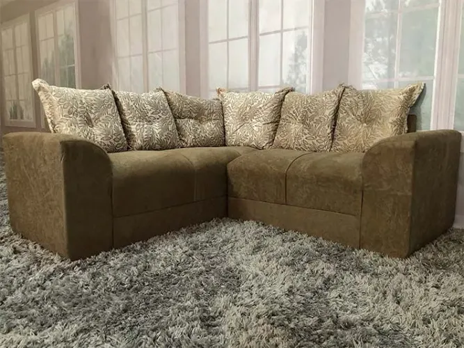 Sofá de Canto Pequeno Suede Bege