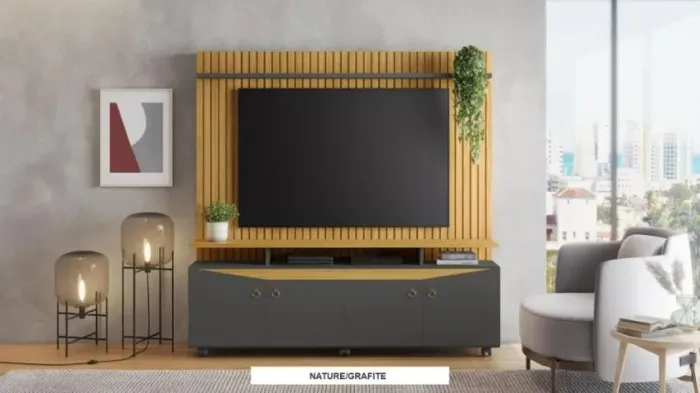 Home Conceito Ripado Com Nincho Superior Nature Preto Fosco - Montagem Grátis