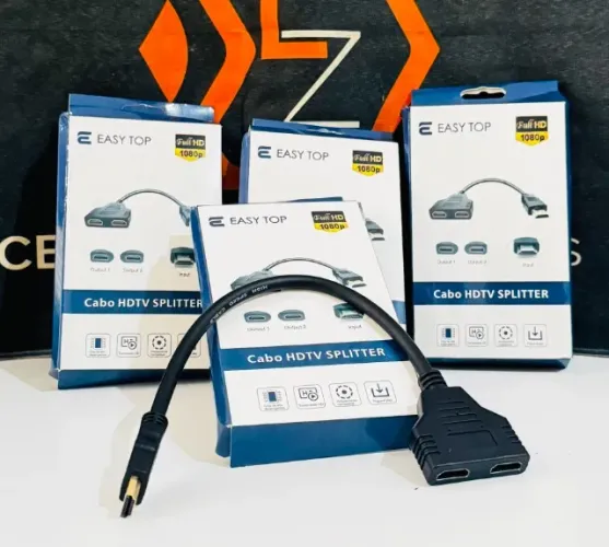 Duplicador Hdmi 1 Entrada 2 Saídas + 2 Cabo Hdmi Full Hd