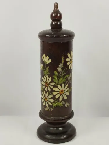 Paliteiro  Antigo de madeira Pintado a mão floral