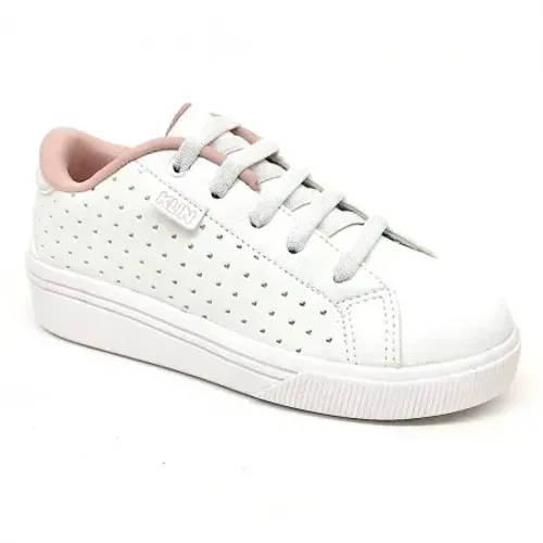 Tênis Klin Infantil Branco com Detalhes Rosa