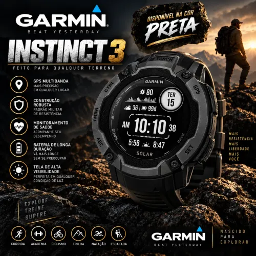 Garmin Instinct 3 lacrado Preto com 1 ano de garantia loja física BH