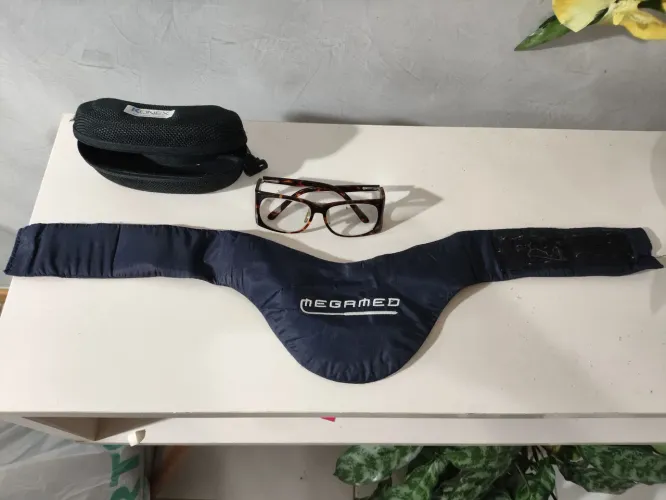 Óculo de radiação proteção frontal e lateral kiran lumax e protetor de tireóide mega med