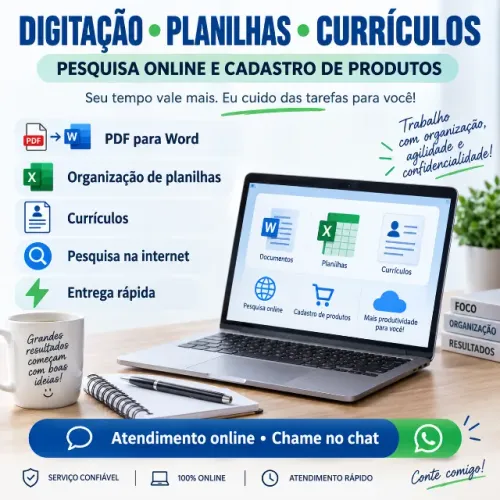 Digitação e Serviços Online a Partir de R$ 15