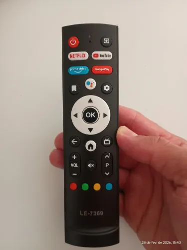 Controle Remoto Smart TV Android LE-7369 - Com Atalho Netflix e YouTube
