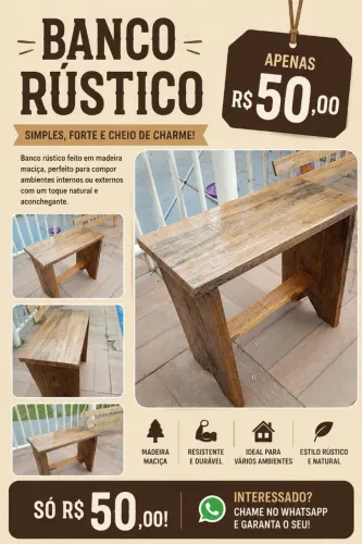 Banco de madeira rústico