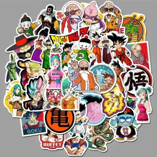Kit 50 Adesivos de Dragon Ball Cássico Z - Goku, Vegeta - Autocolantes Pcs Peças Unidades