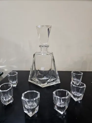 Conjunto completo de licoreira com copos de dose de cristal