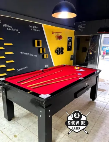 Sinuca Baianinho Para Bar Preta Forração Vermelha 