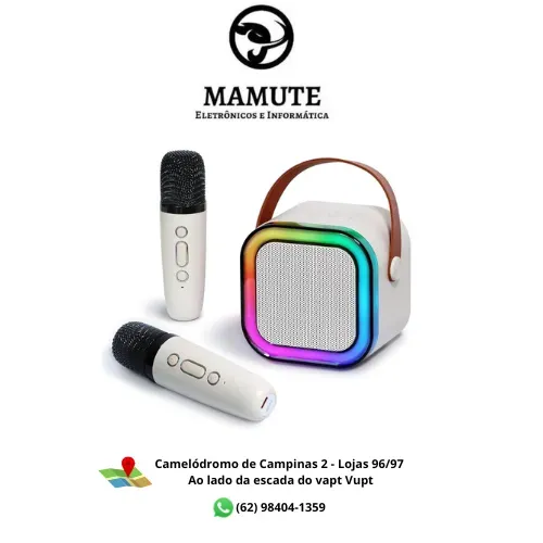 Caixa de Som bluetooth Karaoke com 2 Microfones Infantil