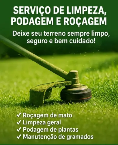 Serviços de limpeza, podagem, roçagem e capina