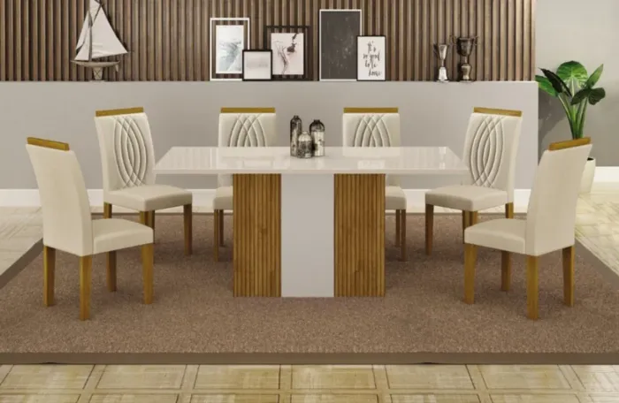 CONJUNTO DE JANTAR COM 6 CADEIRAS 