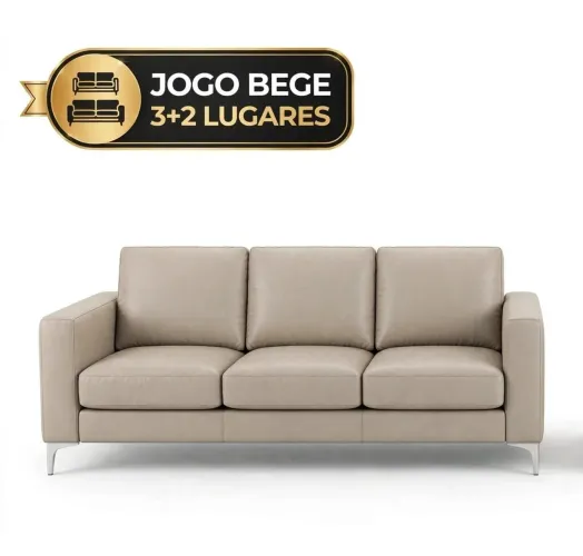 Jogo Sofá Bege 3 + 2 Lugares