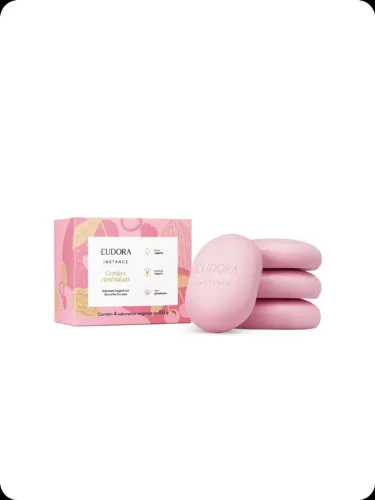 Kit sabonete em barra vegetal perfumado instance cereja e amêndoas 4x80g