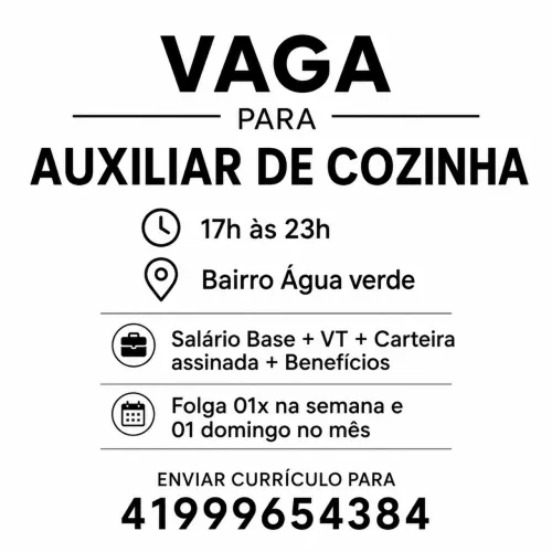 Vaga para auxiliar de cozinha
