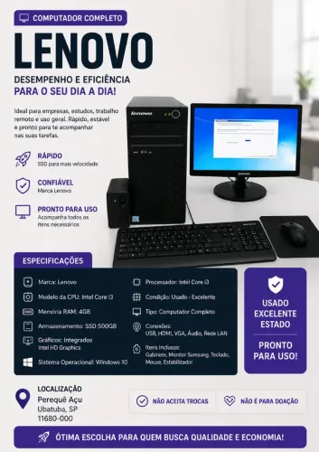 Computador completo Lenovo oportunidade única