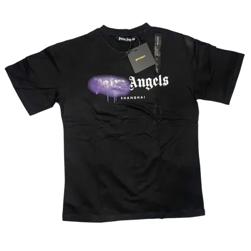 Camiseta Palm Angels London Sprayed Logo Black Purple